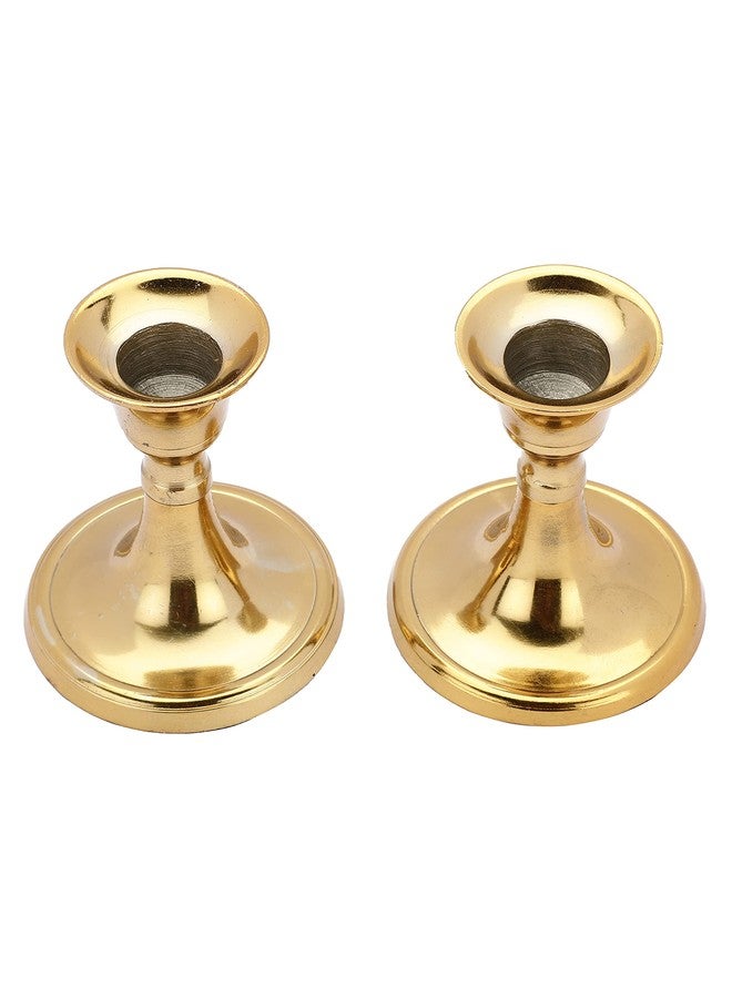 Heyearth Gold Metal Candle Holders Set of 2 |Vintage Royal Taper Candlestick Holders |Fireplace Table Centerpiece |Hurricane |Diwali Decorations Items |Tapered Candles |Tealight Holder |Dining Table - Image 4